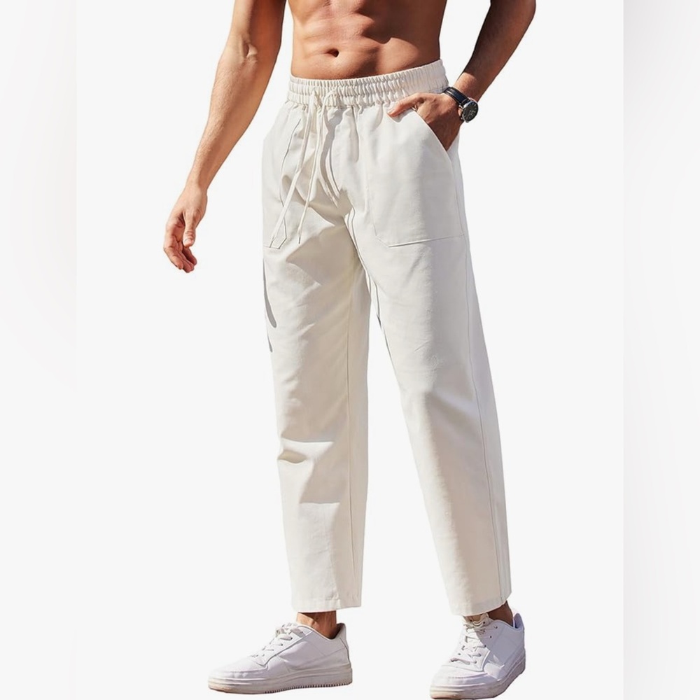 COOFANDY Linen Pants Mens Lightweight